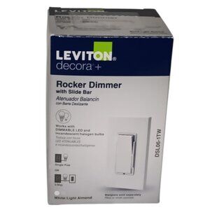 Leviton Decora + Rocker Dimmer with Slide Bar DSL06-1TW White/Light Almond NEW